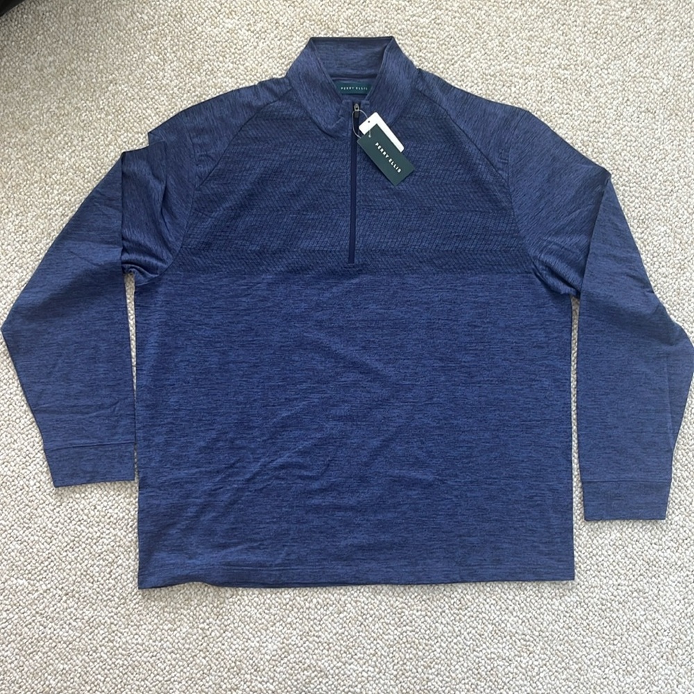 Perry Ellis Men's Blue Quarter-Zip